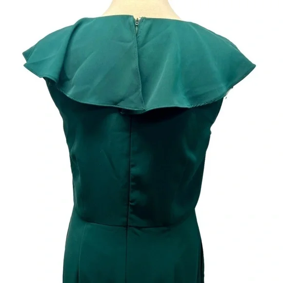 The Impeccable Pig Hunter Green Ruffle V Neck Wide Leg Jumpsuit Women’s Medium - Picture 7 of 10